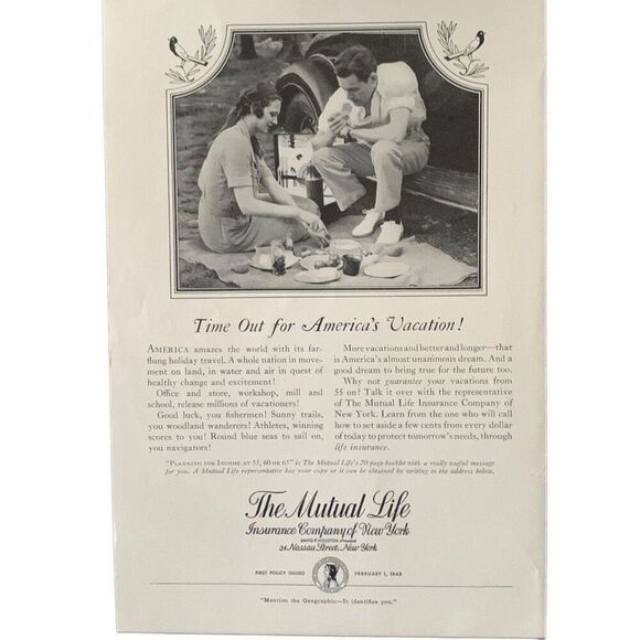 Vintage 1939 Mutual Life Insurance Ad Advertisement - Picture 4 of 4